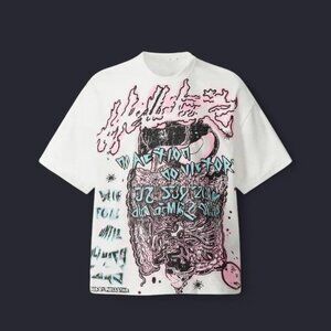 White and pink graphic tee
